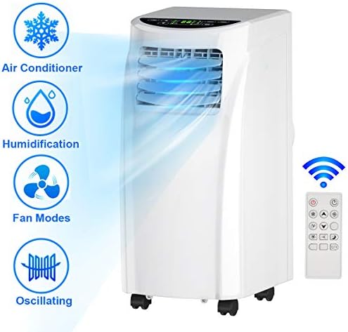 8000BTU Portable Air Conditioner, 3-IN-1 Easy cool Floor AC Unit with Dehumidifier, Remote Control, Complete Window Mount & Exhaust Kit, Air Conditioner for Office, Dorms, Living Room