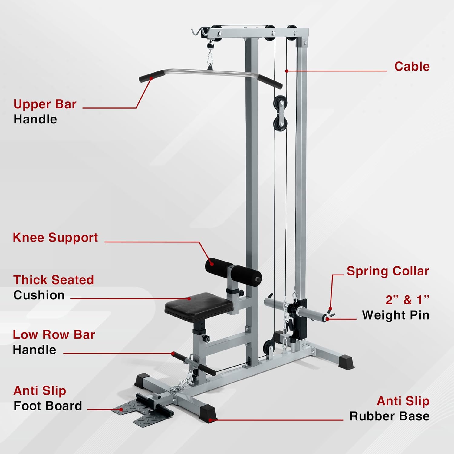 Yes4All LAT Pull Down Machine and Cable Row Tower With Additional Pulley, High & Low Pulley Stations