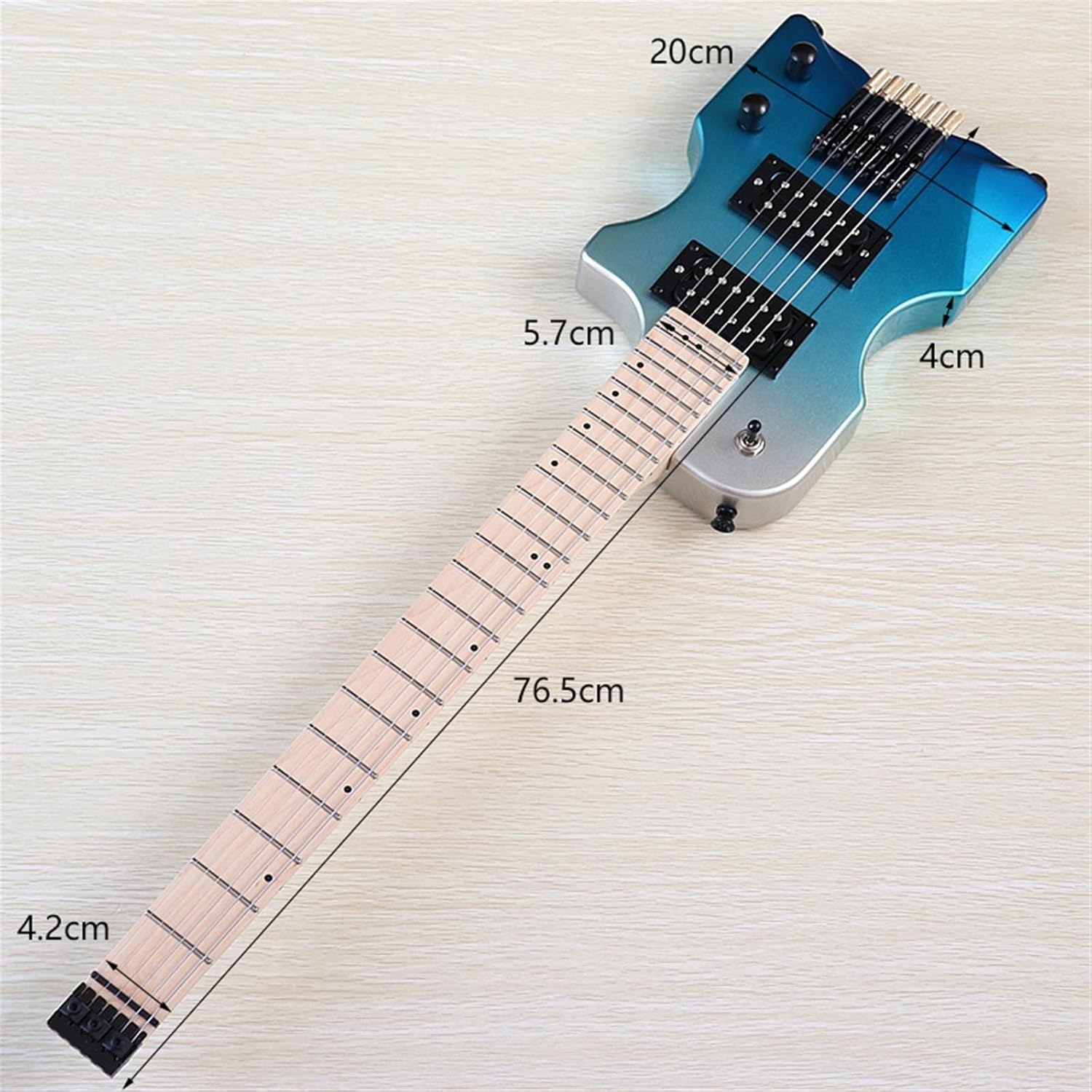 Mini Portable Guitar 6 String Travel Headless Electric Guitar 30 Inch High Gloss Finish Solid Basswood Body Professional Headless Guitar (Color : 02)