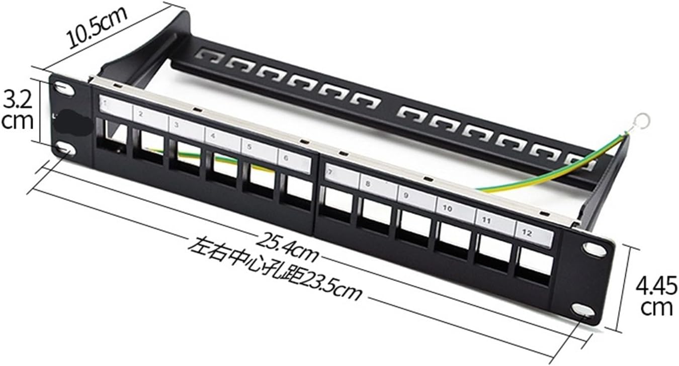 12-Port Blank Patch Panel - For Cat.5e/Cat.6 Ladder Modules - 10-inch Rack Mount
