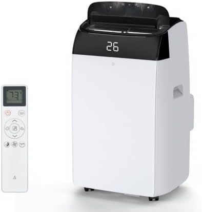 12,000 BTU Portable Air Conditioner - 3-in-1 Mobile AC Unit with Remote Control, Ultra-Quiet 48dB Operation, Covers 550 Sq.Ft, 24/7 Timer, Window Installation Kits for Home/Office/RV Use, Black Top