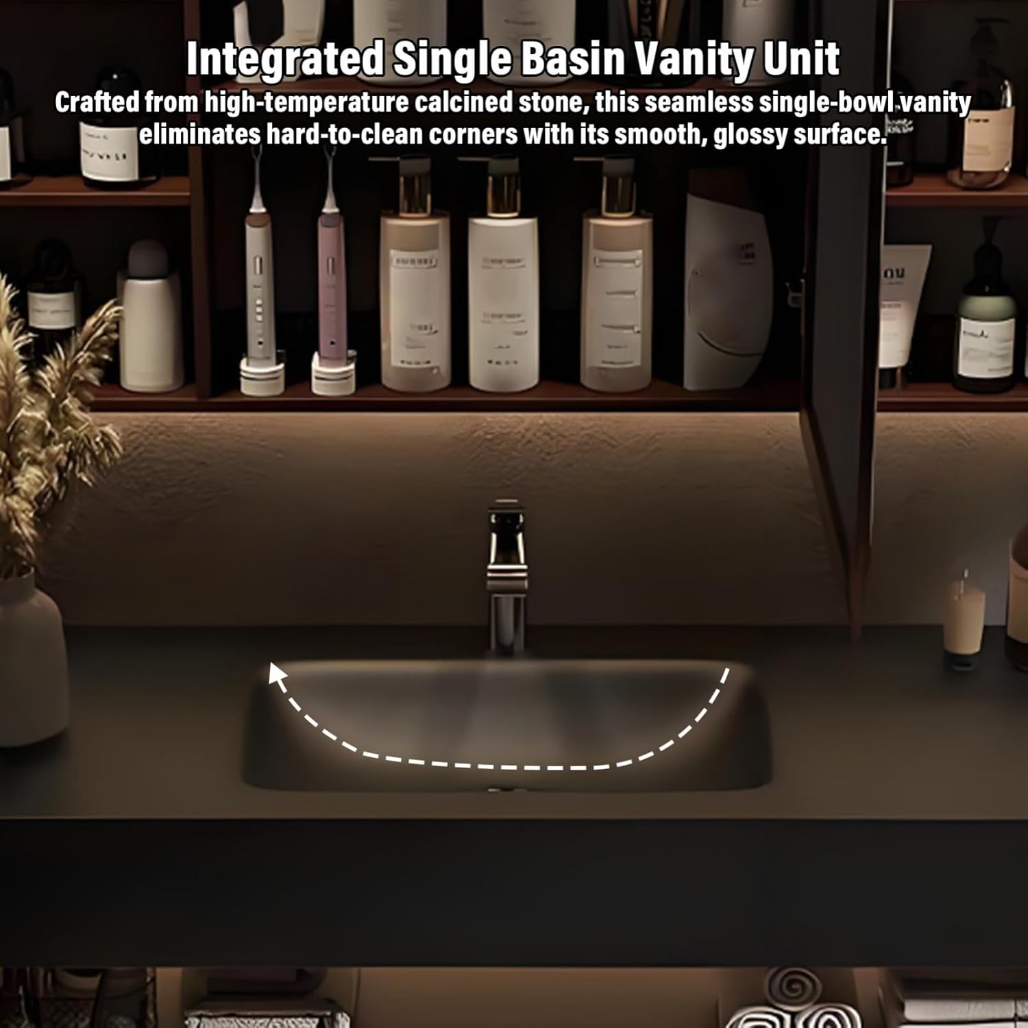 52IN Bathroom Vanity with Sink - Modern Solid Wood Floating Vanity Cabinet, Smart Defrost Mirror, No Hygiene Dead Corners, Silent Drawers, Stylish Bathroom Storage for Renovation,Brown