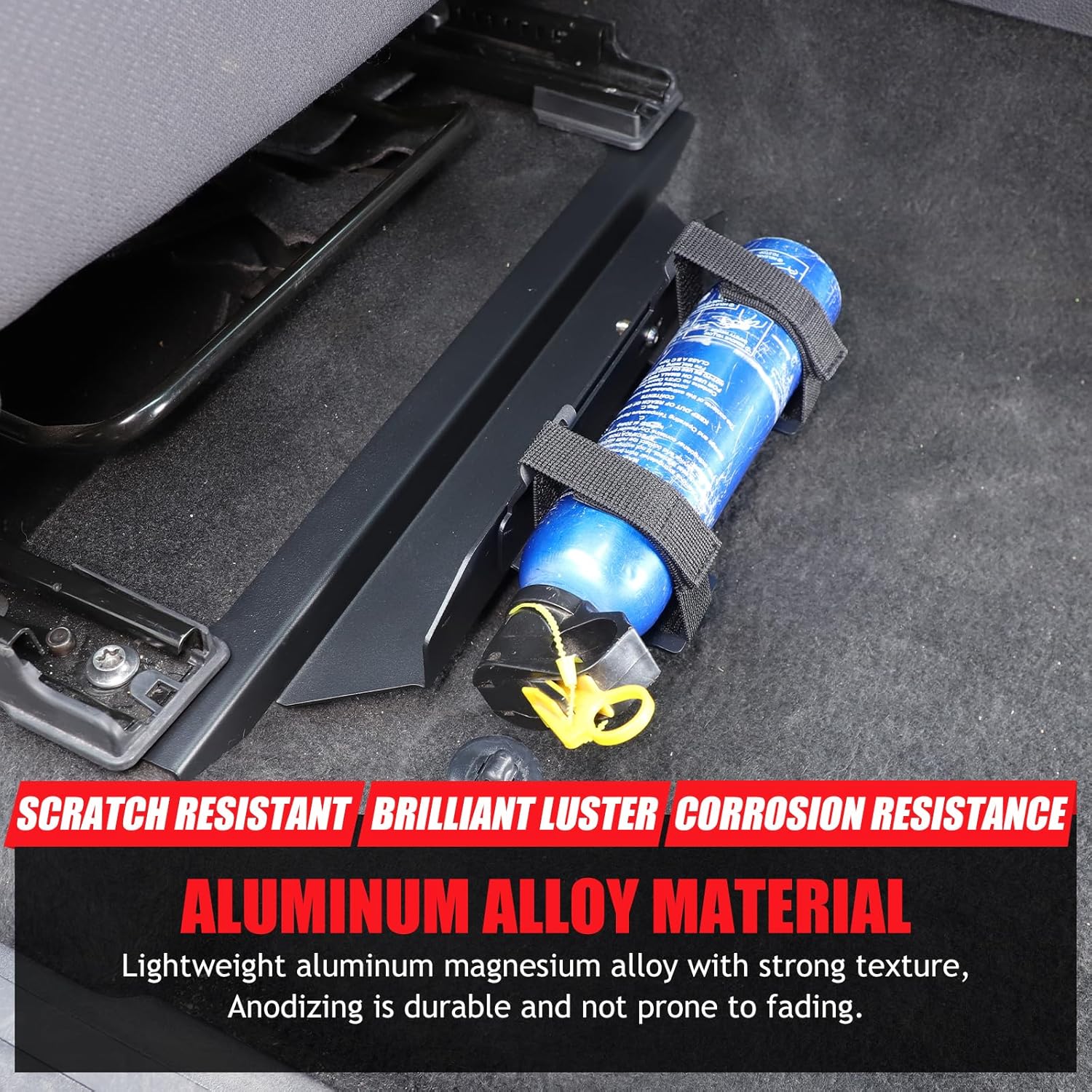Car Passenger Under Seat Quick Release Roll Bar Fire Extinguisher Mount Bracket Compatible with Toyota Tundra 2022-2025 2026, Adjustable 2 Straps Fire Extinguisher Bottle Tie Holder Billet Accessories