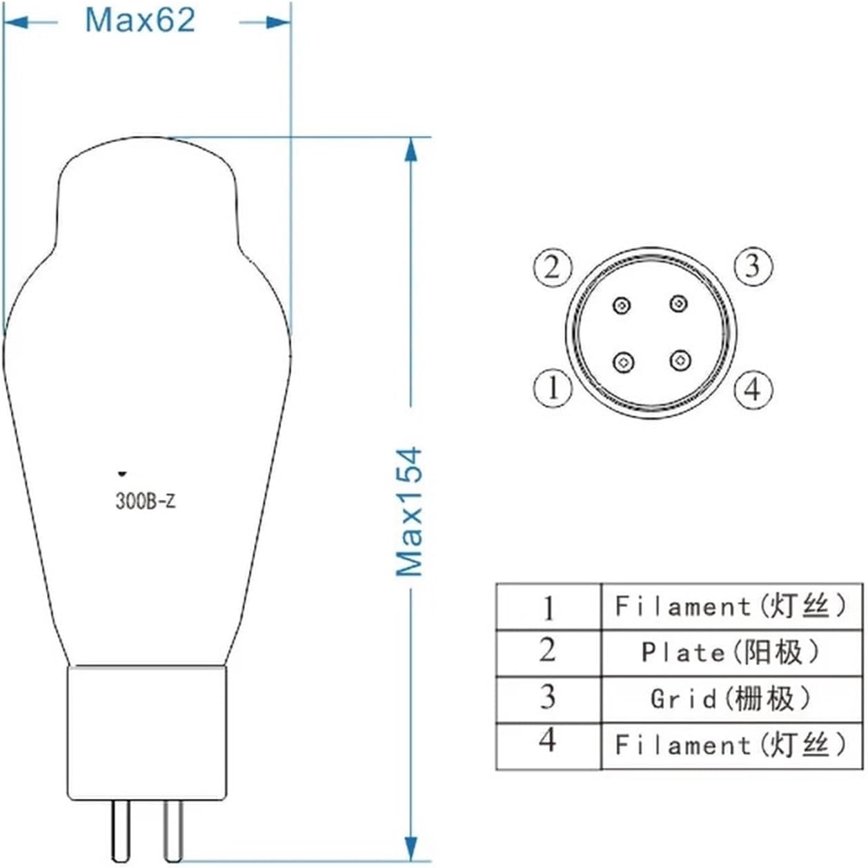 2024 300B-Z 300BZ Vacuum Tube Upgrade 300B Tube DIY Amplifier kit HiFi Audio Tube Parameter Matching(2 pcs)