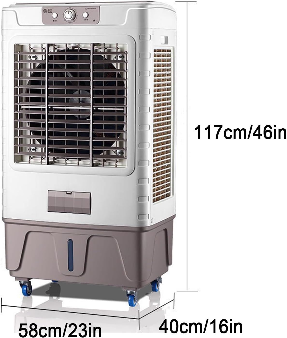 Swamp Cooler, Evaporative Cooler, 4 Ice Box & 12.1 Gal/ 55 L Tank for Long Cooling, 3 Speeds, Portable Cooling AC Fan, 120°Auto Oscillation, for Patio Garage Commercial Use