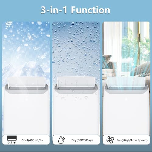 Portable Air Conditioners 12000BTU, 4-in-1 Portable Air Cooler with Sleep Mode, Auto Swing, Dehumidifier & Fan Modes, LED Display Air Conditioners for Bedroom, Office, Easy-to-Clean Washable Filter