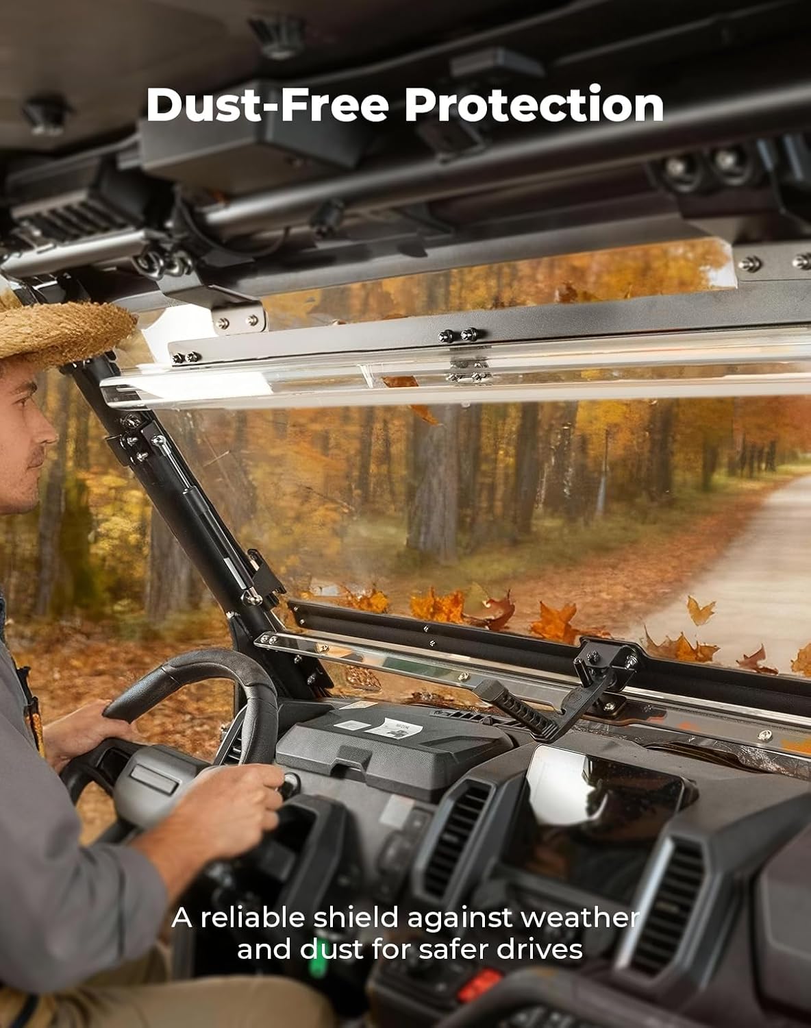 KEMIMOTO 3-IN-1 Flip Windshield Compatible with CFMOTO UFORCE U10 Pro/Pro XL 2025+, Upgraded Handle Windshield with Pre-Installed Rubber Strips, Anti-Scratch Front Window Accessories