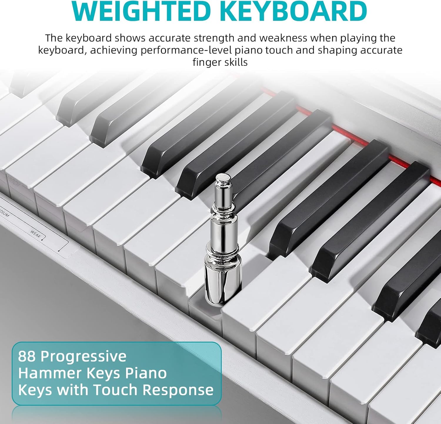 ZHRUNS Digital Piano, 88 Key Weighted Keyboard Piano, Full-size Electric Piano Keyboard with Sheet Music Stand, Triple Pedal, Power Adapter, Supports USB-MIDI Connecting (White)