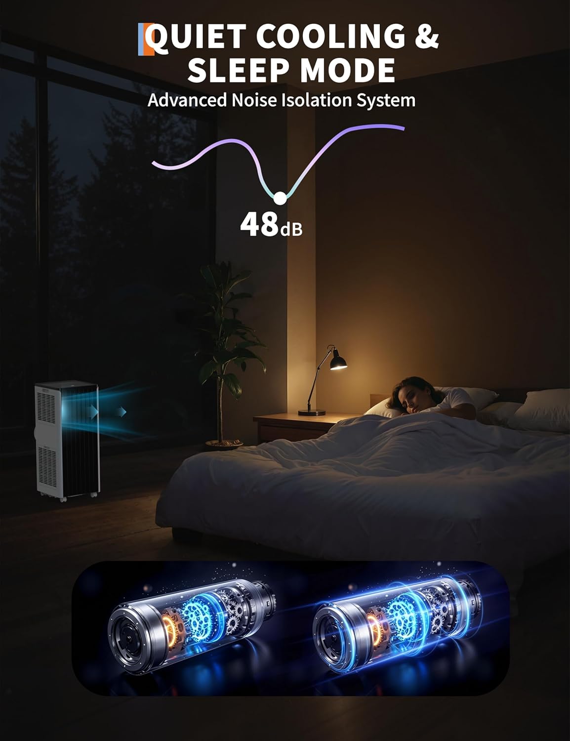 8,000 BTU 3 in-1 Portable Air Conditioner with Built-in Dehumidifier Function, Fan Mode, Remote Control, Complete Window Mount Exhaust Kit