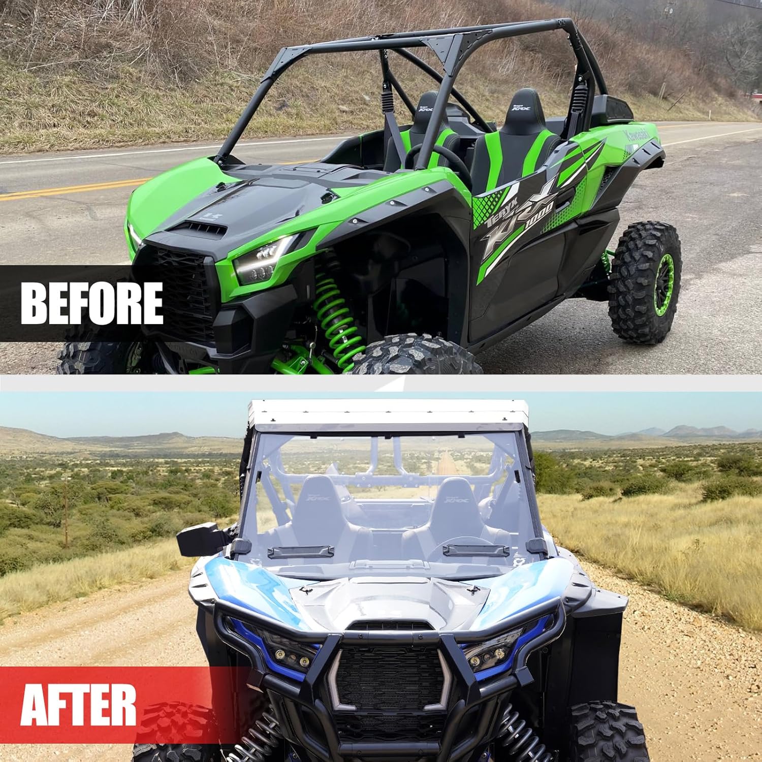 A & UTV PRO Front Full Windshield for 2020-2025 Kawasaki Teryx KRX 1000/ KRX 4 1000, Clear Vented Full Windshield, Hard Coated Window for 2024 2025 Kawasaki Teryx/ KRX 1000 Accessories