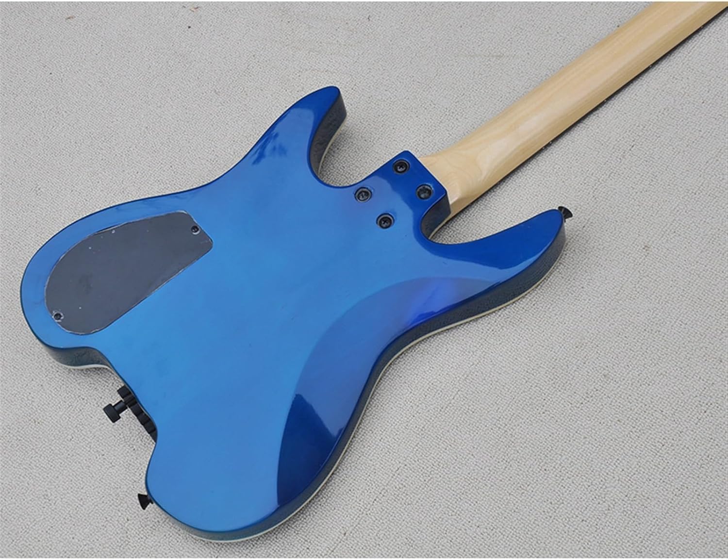 24 Frets 39 Inches Blue Headless Electric Guitar with Flame Maple Veneer Rosewood Fretboard Professional Headless Guitar