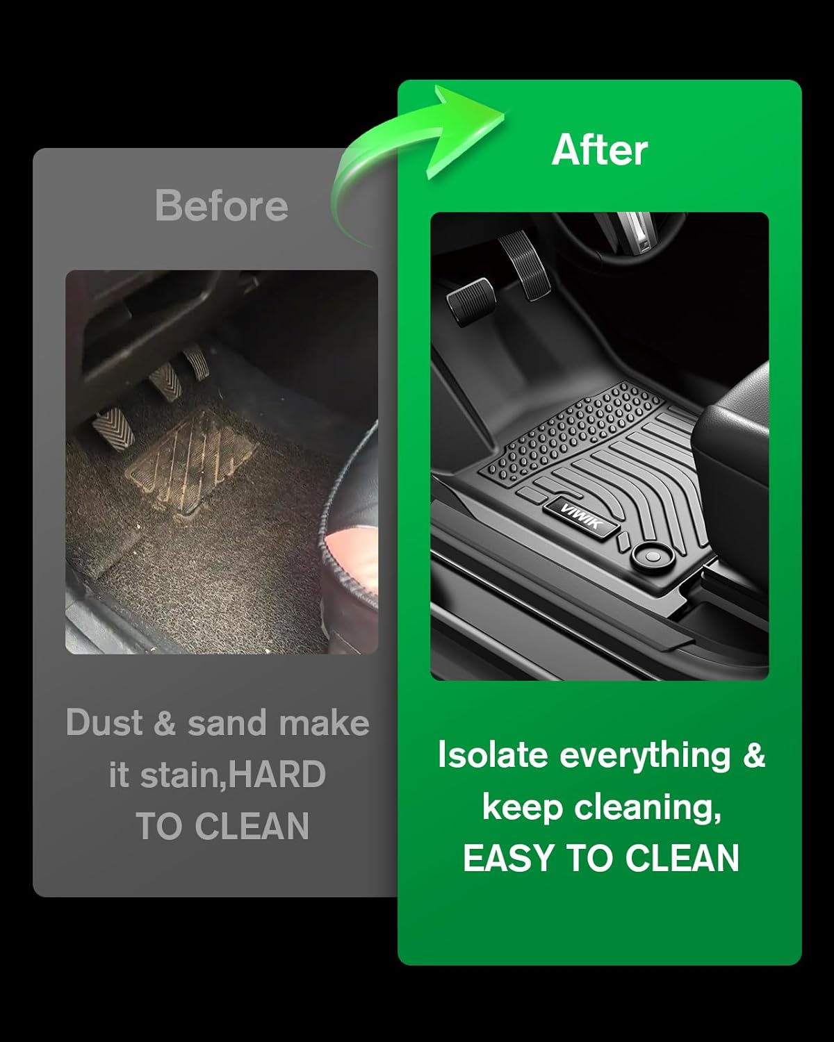 VIWIK Floor Mats for Jeep Grand Cherokee 2021-2016, Anti Slip 3D Floor Liners, TPE Waterproof Car Mats, Custom Fit All Weather Protection for Grand Cherokee SUV Accessories, Front & Rear