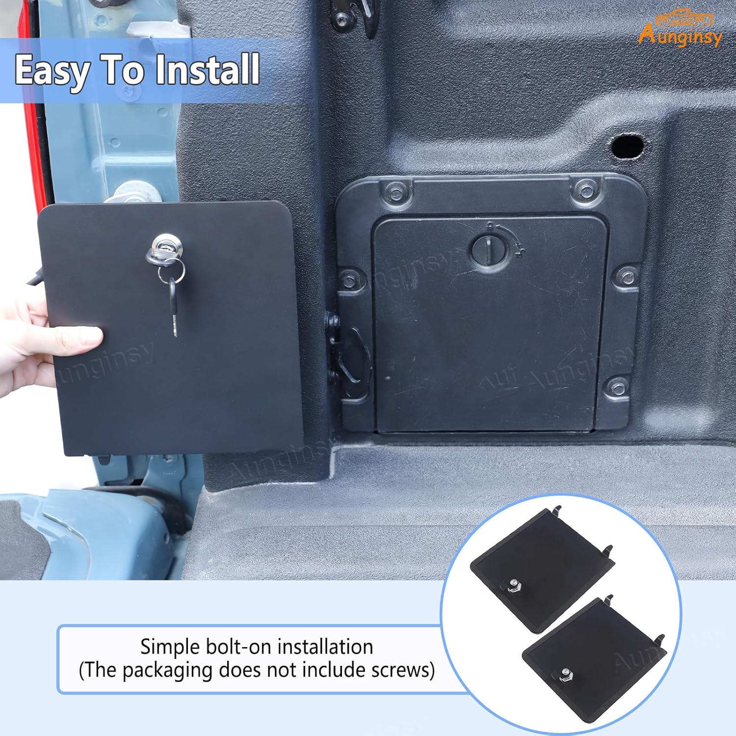 Aunginsy 2Pcs Trunk Bed Security Lockbox Covers Compatible with Ford Maverick 2022-2025 Pickup Aluminum Trunk Bed Lockbox Bin Trunk Left & Right Side Storage Box Lockbox Cover with Keys Accessories