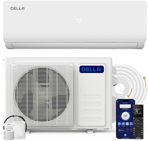 DELLA Vario Series 12000 BTU Mini Split Air Conditioner Work with Alexa with 1 Ton Pre-Charged Heat Pump Ductless Inverter System, 23 SEER2, Cools Up to 550 Sq. Ft,16.4ft Installation Kit Included