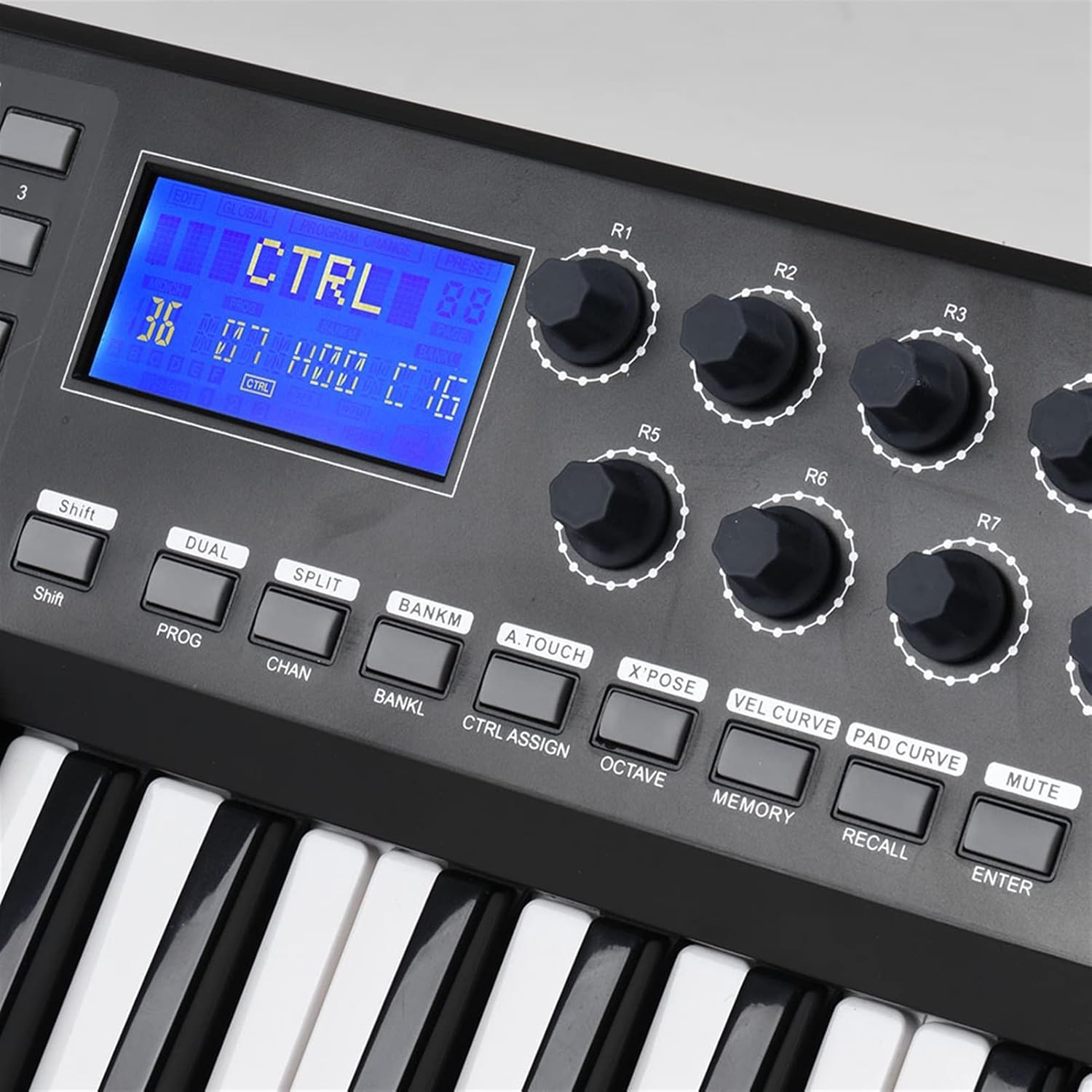 Keyboard Piano 61-Key USB MIDI Keyboard Controller 8 RGB Colorful Backlit Trigger Pads with USB