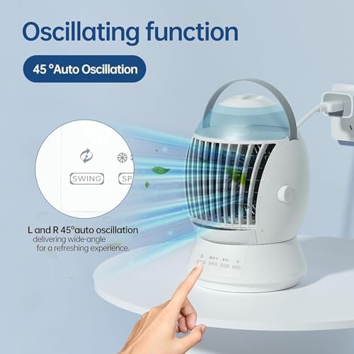Portable Air Conditioning Air Cooling Fan Conditioning Oscillating Small Conditioner 3 Speed Water Misting For Bedroom Low Noise USB Fan For Sleep