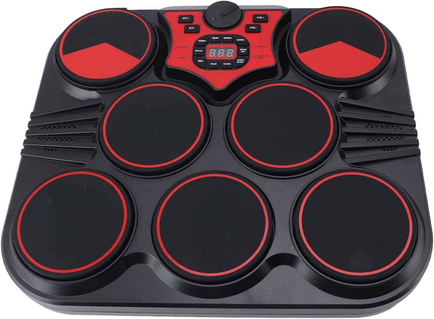 Focket Electronic Drum Set, 7 Pads Digital Drum Kit with Multiple Rhythms Sounds, USB Rechargeable Table Machine for Portable Practice with Pedal Sound Cable