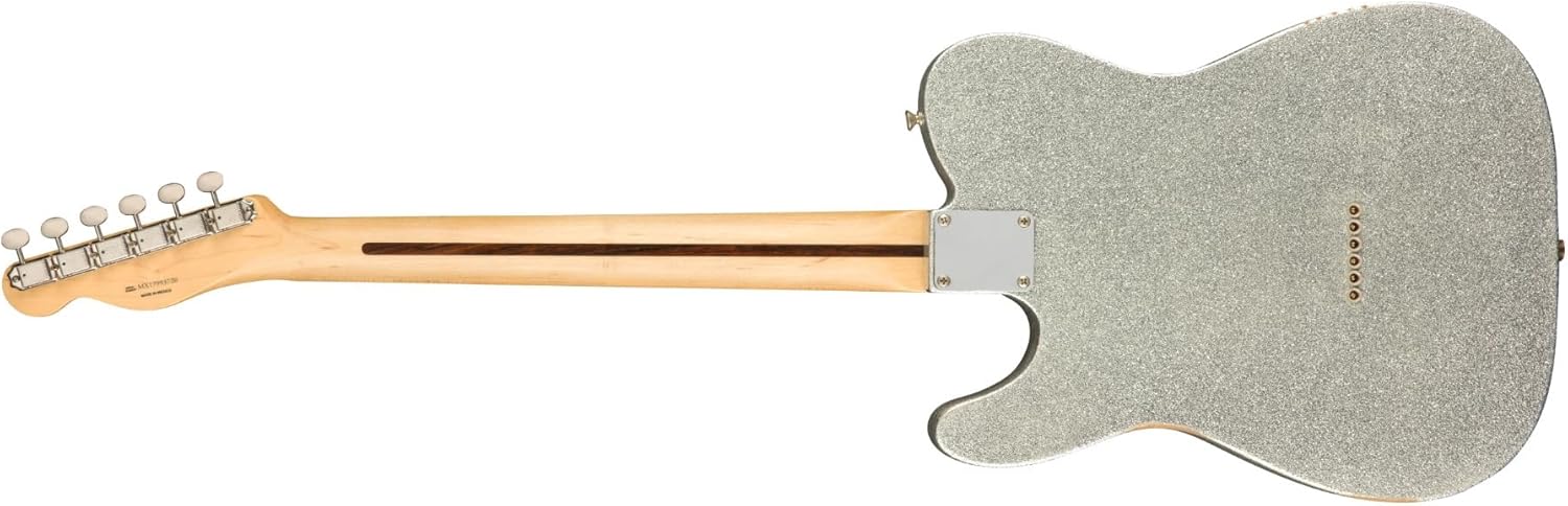 Fender Brad Paisley Road Worn Telecaster Electric Guitar, Silver Sparkle, Maple Fingerboard