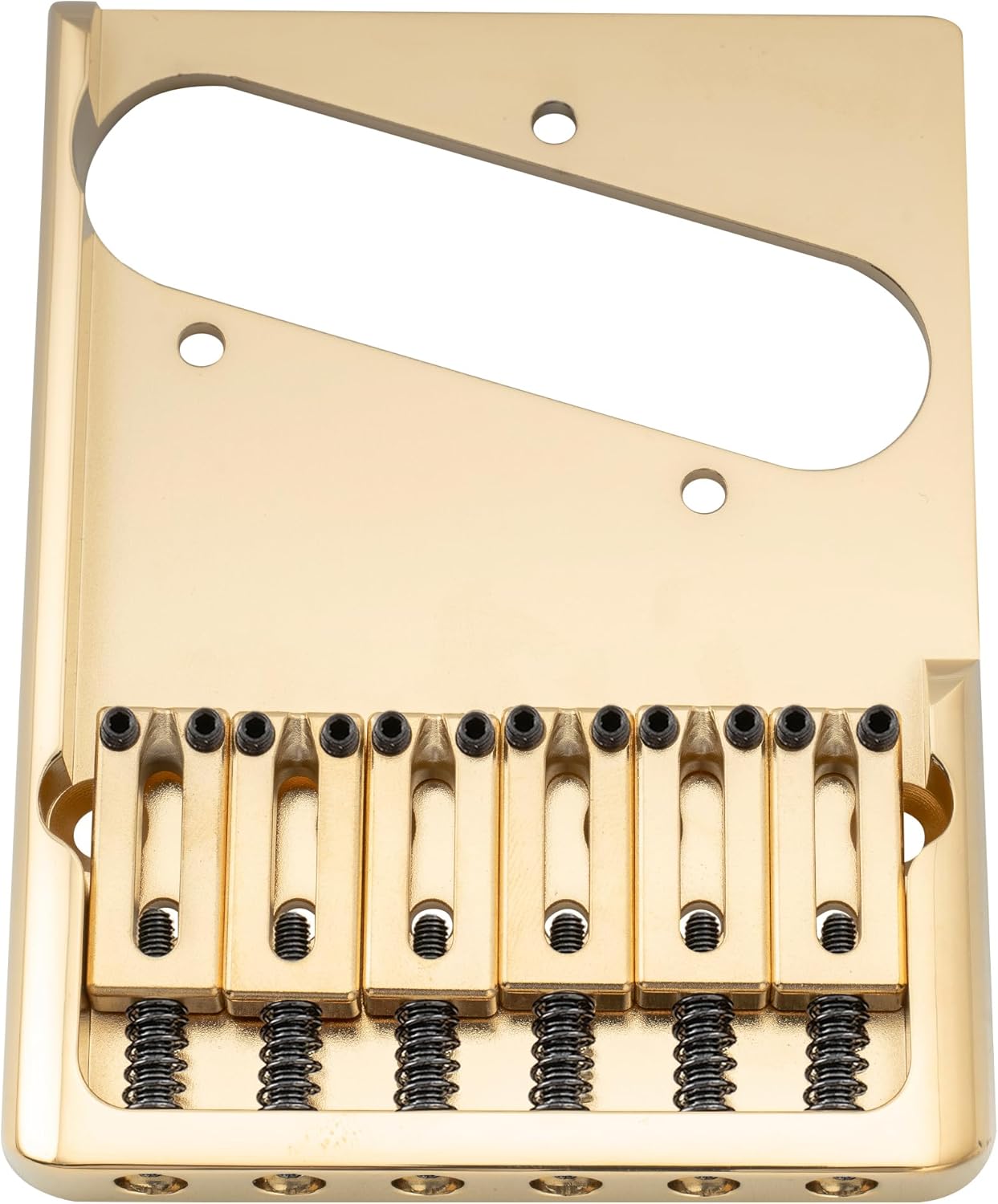 Musiclily Ultra 2-1/8 inch Brass Heavy Duty Asymmetric Telecaster Bridge for Tele Style Electric Guitar, Gold