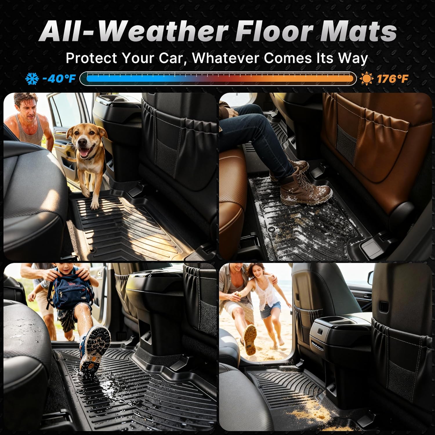 OEDRO Floor Mats & Cargo Liner with Backrest Mat for Jeep Compass 2026-2017, All Weather TPE Custom Fit Car Mats Floor Liners Seatback Accessories