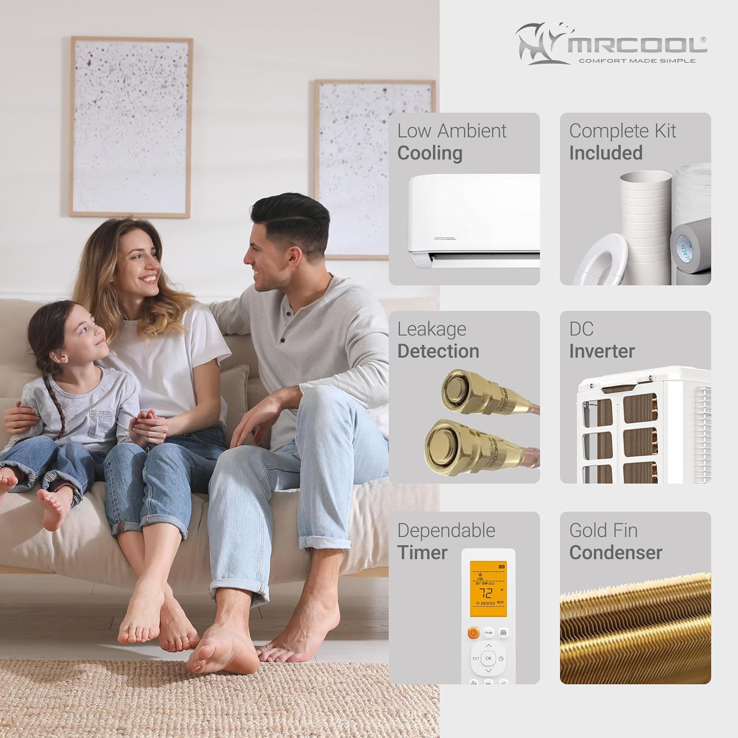 MRCOOL 12000 BTU 230V Ductless Inverter Mini Split Air Conditioner & Heat Pump System, Advantage Series - Wall-Mounted AC Unit w/Heating and Cooling for Home, Office & Commercial Space