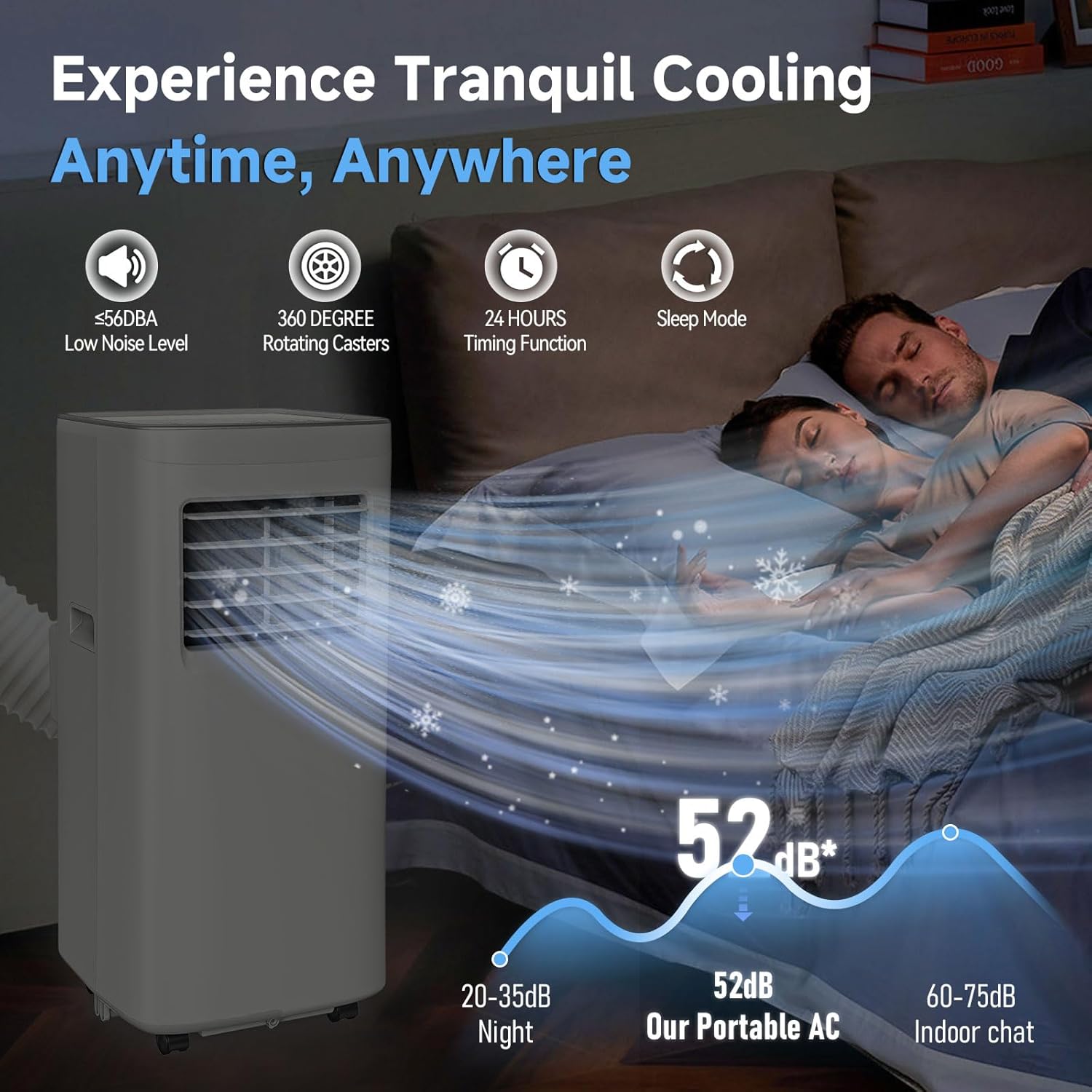 8500 BTU Portable Air Conditioners with Dehumidifier & Fan - 3-in-1 Cooling Unit for Rooms up to 450 Sq.Ft, Remote Control, Sleep Mode & Easy Installation Kit, Ideal for Studios/Offices/Home Use