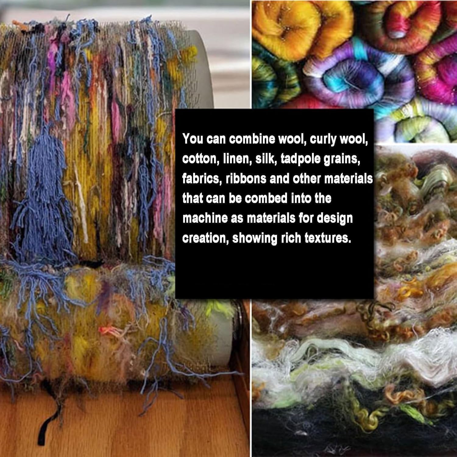 Wide Drum Carder, Manual Carding Machine, Wool Blending Board Carding Brush Set with Cleaning Brush, Awl, Adjustable Roller Gap& Tooth Pitch Can Be Set, Facilitate Carding for Artistic Creation