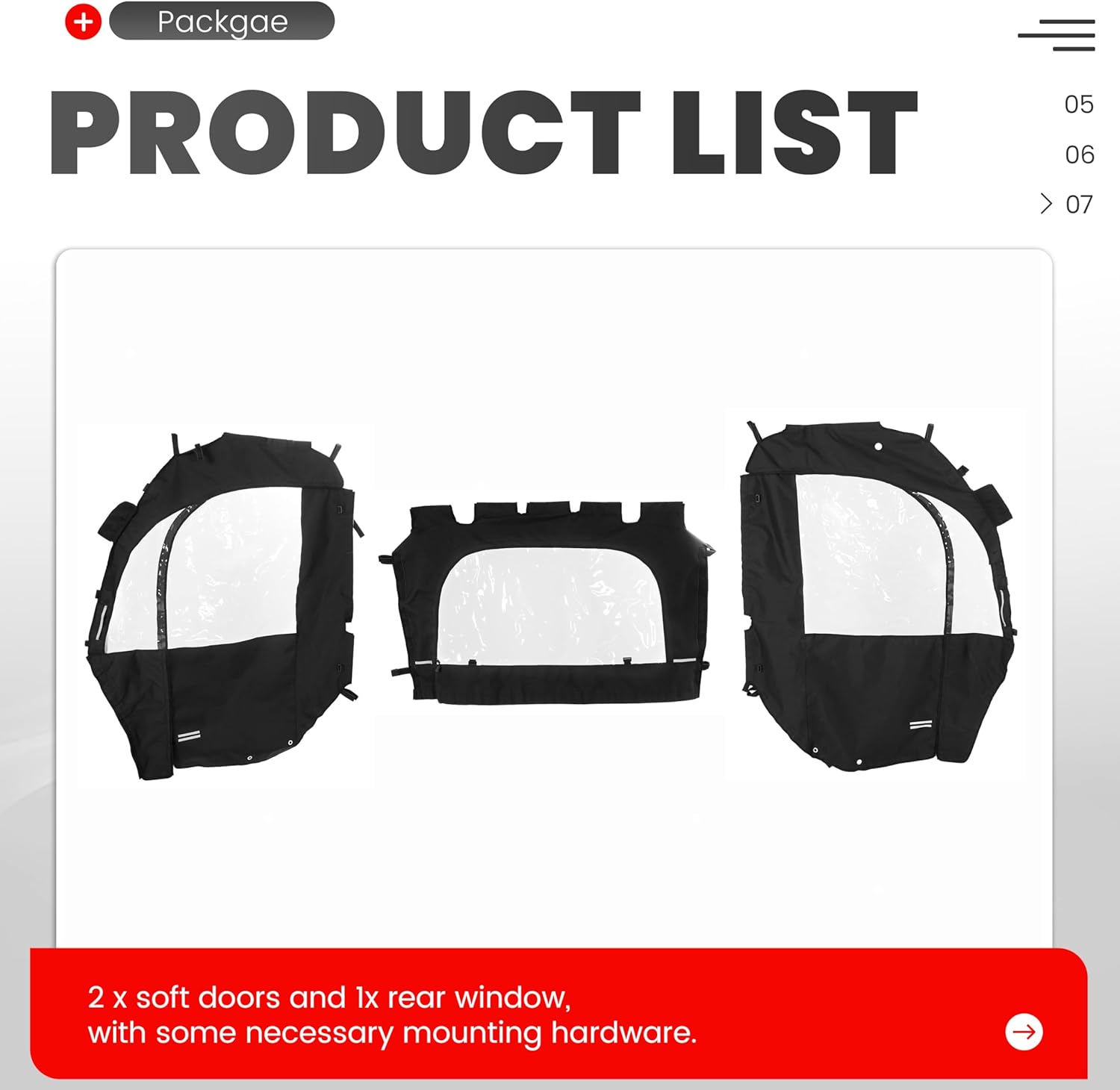 UTV Soft Cab Enclosure Doors with Rear Window Compatible with 2008-2021 Kubota RTV 400/450/500/520 Models Black Soft Door Clear Window Accessories