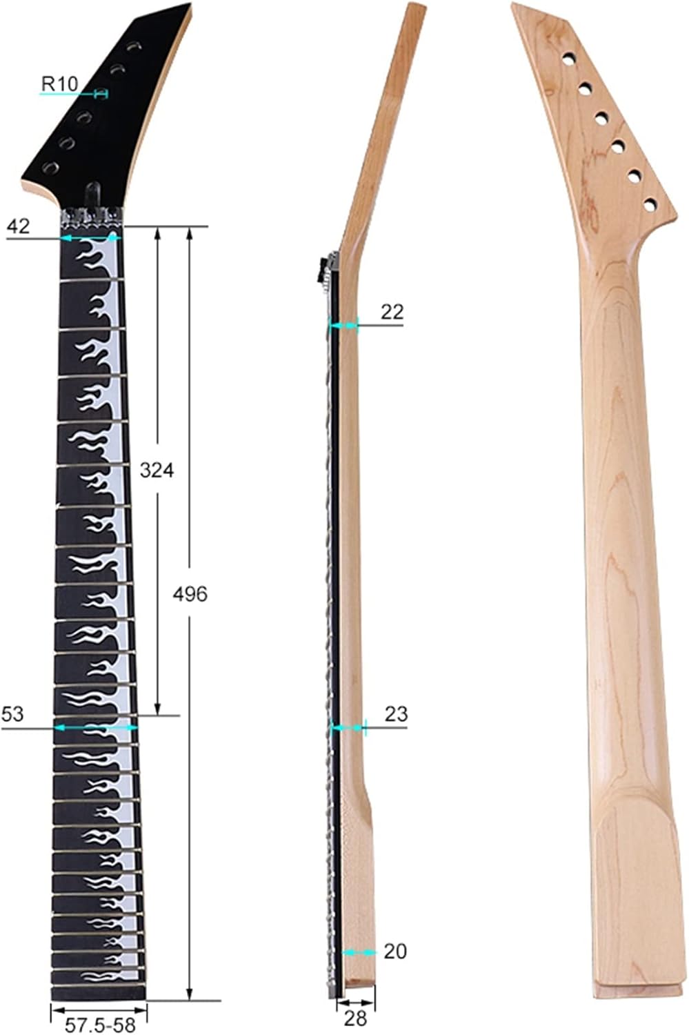 Hand Made 6 String Electric Guitar Neck Maple Black Color 24 Frets Rosewood Fingerboard Unfinished Guitar Neck