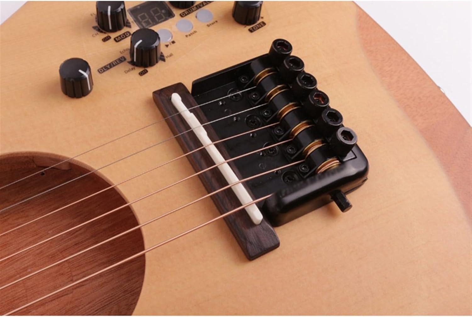 24 Frets Headless Silent Left/Right Hand Travel Mini Portable Built in Effector Electric Acoustic Guitar Professional Headless Guitar (Color : Right 01)
