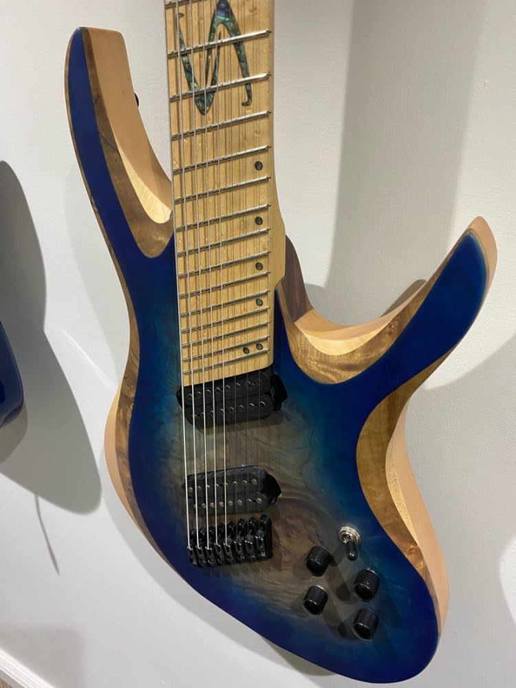 Hand Made Fanned Fret 8 Strings Guitar ASH Body, Alnico V Pickups, 24 Frets for Beginner, Intermediate and pro Players