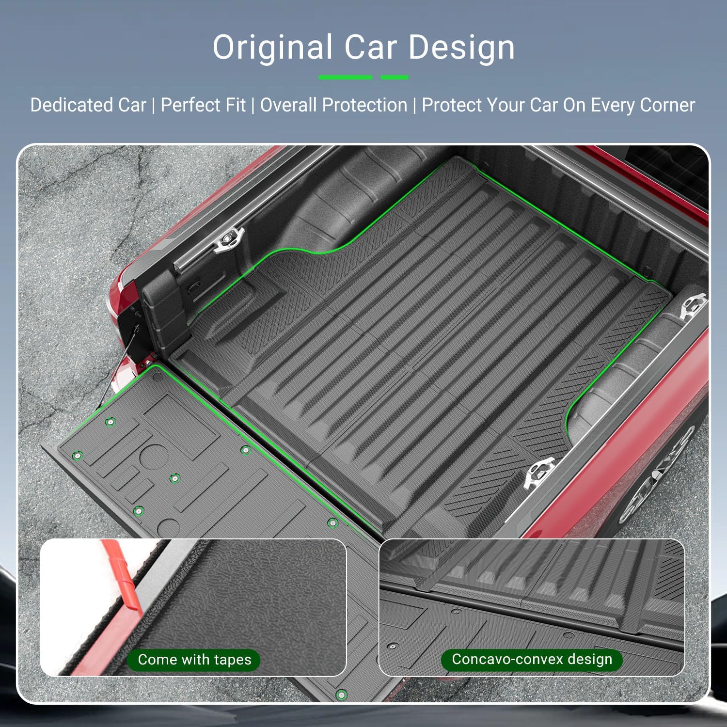 Truck Mat Tailgate Mat Compatible with 2022-2026 Nissan Frontier TPE Truck Liner Replacement for 2022 2023 2024 2025 2026 Nissan Frontier Accessories (Circle Style Tailgate Mat+Truck Mat)