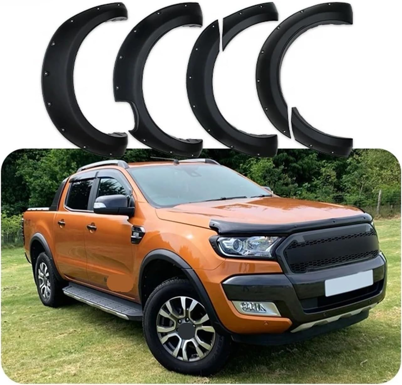 Abs Fender Flare Pocket Styles Wheel Arch Matte Black Compatible For Ford Ranger T7 2015-2017 Other Exterior Accessories