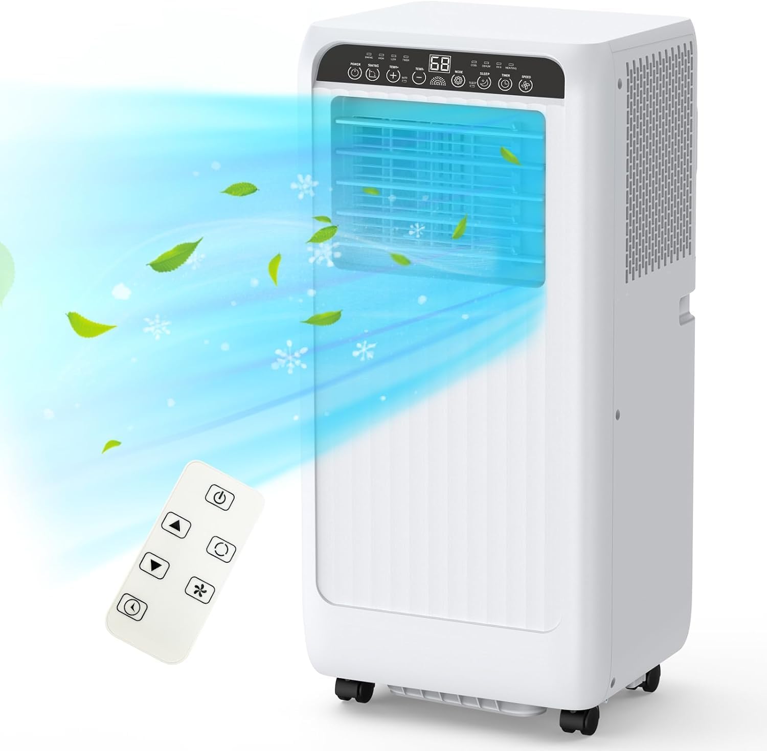 8000 BTU Portable Air Conditioners, 3-1 Mini Evaporative Air Cooler w/Remote, Cools up to 350 sq.ft, Quiet AC Unit with LED Display, Air Cooler for Room Bedroom