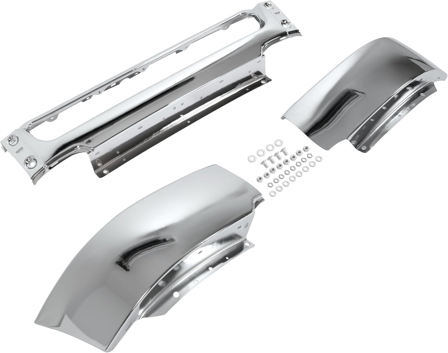 KUAFU Front Bumper Face Bar w/o Fog Light Cutouts Compatible with 2004-2006 Ford F-150 Direct Replacement for 4L3Z17757AA FO1002388 Mounting Accessories Not Included Steel Chrome Silvery