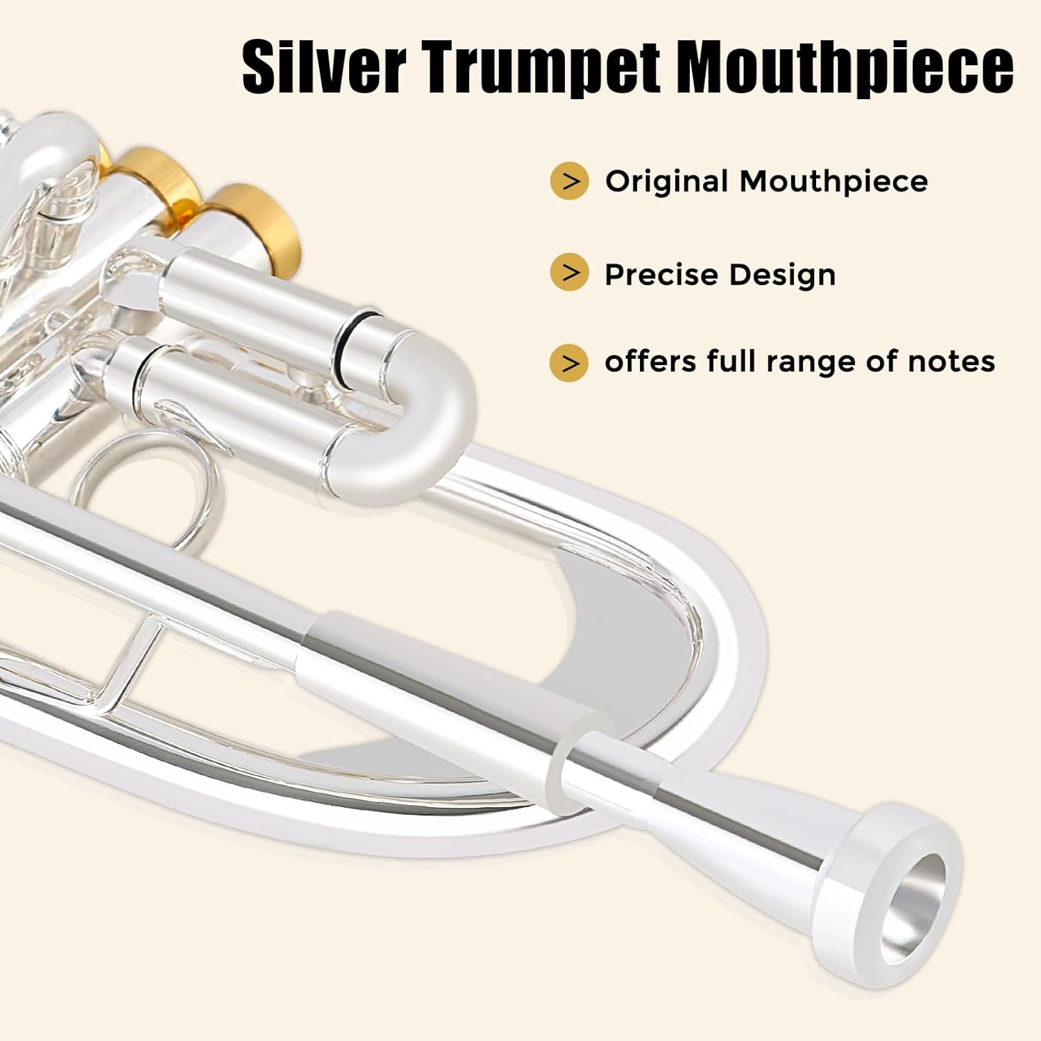 ROWELL Bb Trumpet Professional Trumpet for Student Brass Instruments Standard Trumpets Set with Professional Trumpets Box, Cleaning Kit,Original 7C trumpet Mouthpiece, Cloth and Gloves (Silver)