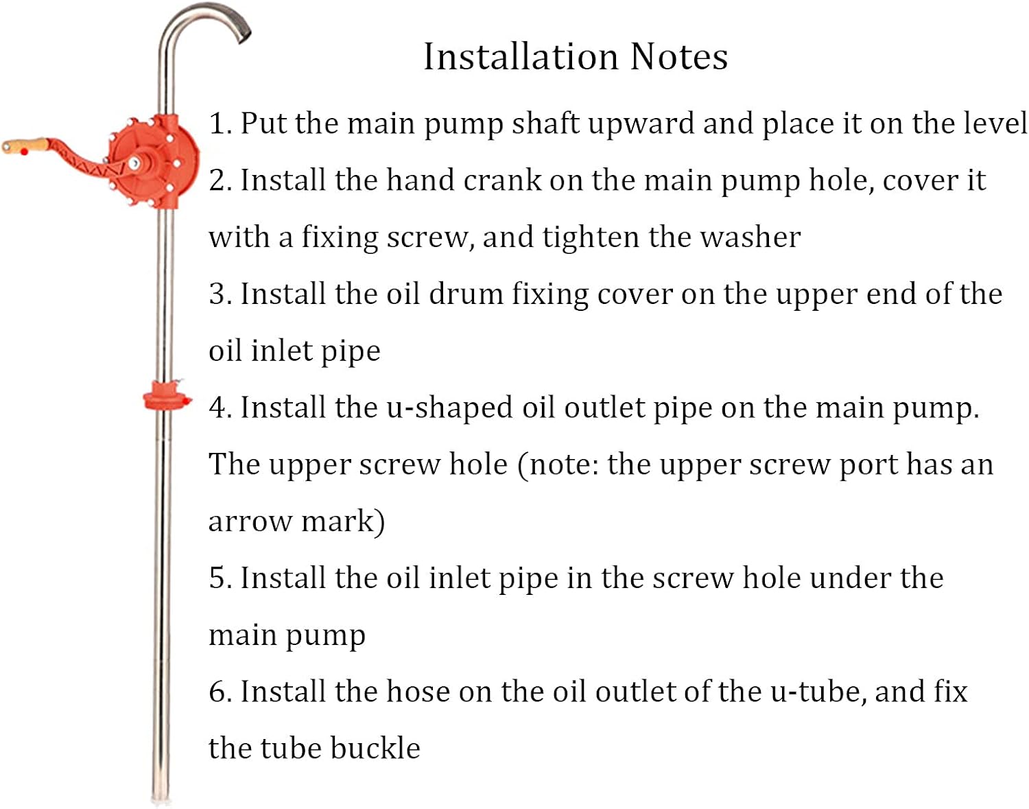 Hand Tool Rotary Barrel Pump,Drum Rotary Hand Pump New Oil Fuel Barrel Heavy Duty，Transfers Antifreeze, Gas, Kerosene, Hydraulic Fluid, Oils and More for Use On 15 to 55 Gallon Drums