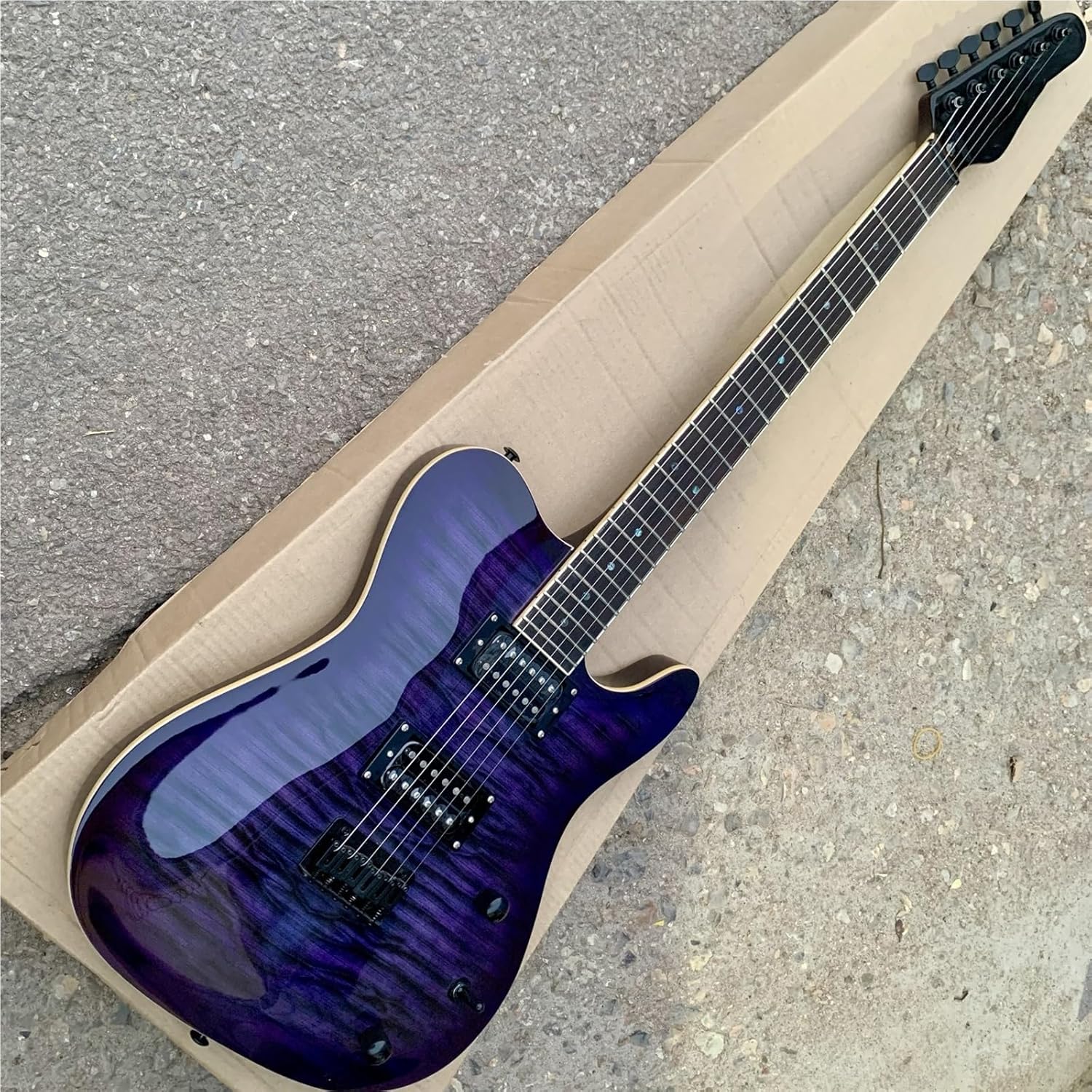 Beginner Electric Guitar Kits Transparent Purple Water Ripple One Piece Solid Wood Electric Guitar
