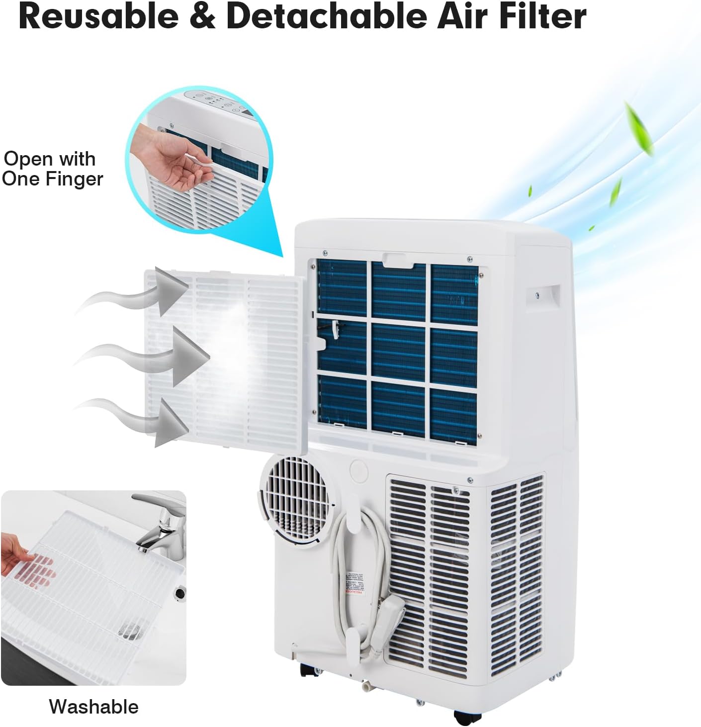 ARLIME 4-in-1 Portable Air Conditioner w/Remote Control, 12000 BTU AC Unit with Cool, Heat, Fan, Dry & Sleep Mode, 24H Timer, Smart Phone Control, Air Cooler w/Window Kit, Cools Up to 450 sq.ft