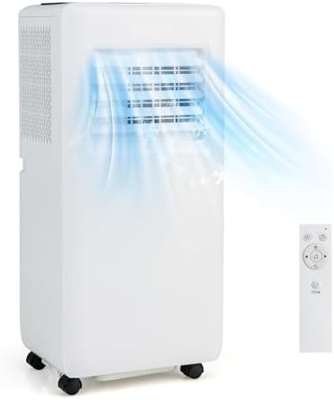 GOFLAME 8000 BTU Portable Air Conditioner, 3-in-1 Floor Air Cooler w/Remote Control, LED Digital Display, Ambient Lighting, 1-24H Timer, Window Installation Kit, AC Unit for Rooms Up to 250 Sq.Ft