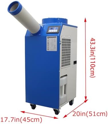 110V Industrial Portable Air Conditioner Air Flow 480m³/h with Wheels 14L Tank 1400W Commercial Spot Cooler Adjustable Vent Ideal for Insititute Workshops Outdoor Events