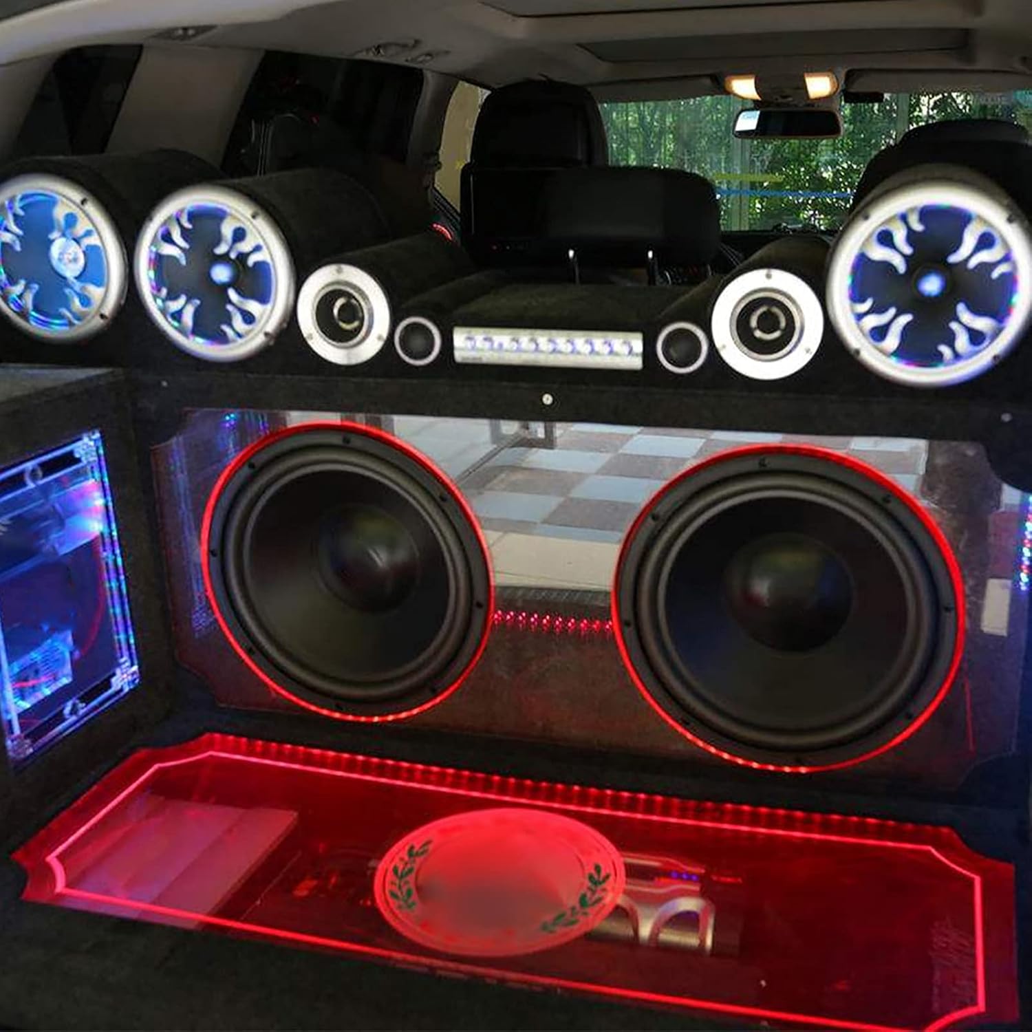 Power Capacitor, 2 Stiffening Capacitor Power Cap with Voltage Regulator, Red LED 10-16V DC for Amplifier Power Stabilizer