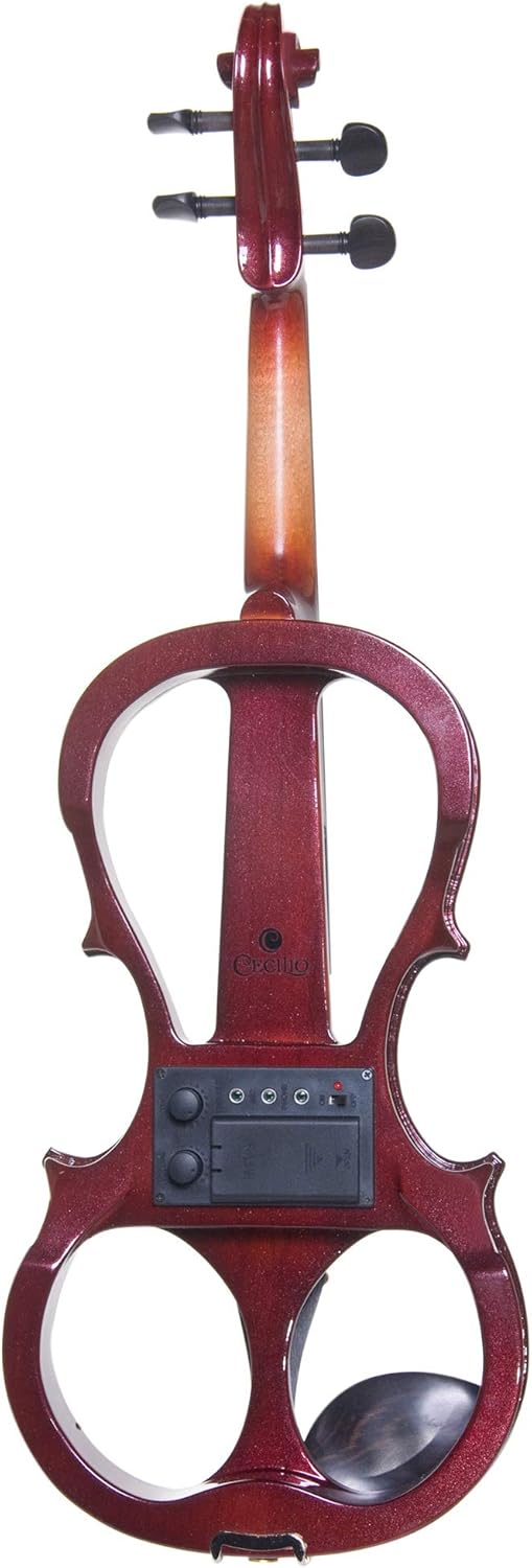 Cecilio 4/4 Full Size Electric/Silent Violin, Mahogany Metallic Varnish, Hand-Carved Maple Body, Full Set with Case, Headphones, Electric Violin Kit for Beginners & Professionals