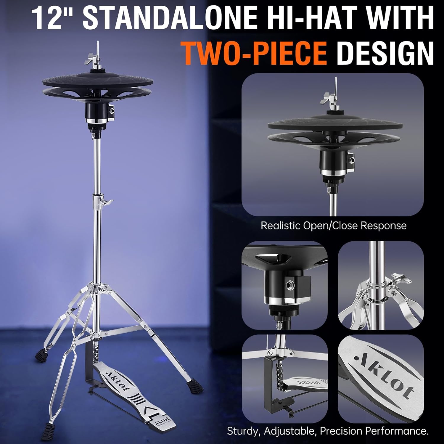 AKLOT Acoustic-Style Electric Drum Set: Independent 16’’ Wooden Bass Drum and 12’’ Snare, Triple-Zone Ride Cymbal, Standalone Hi-Hat, Full Mesh Pads, 460 Sounds, USB MIDI, Throne, Sticks (B-CORE543)