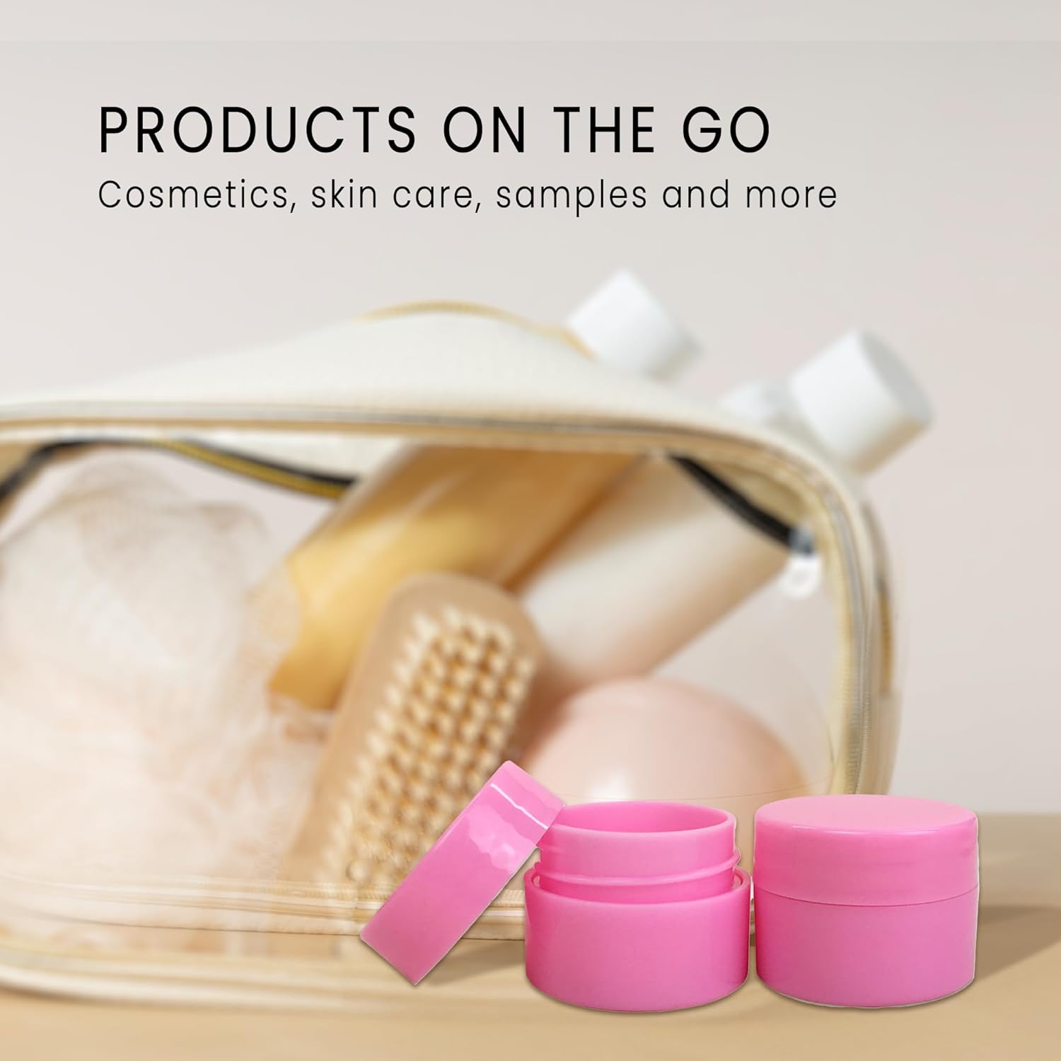 Beauticom® 300 Pieces 7G/7ML (0.25oz) PINK Sturdy Thick Double Wall Plastic Container Jar with Foam Lined Lid for Acrylic Powder, Rhinestones, Charms and Other Nail Accessories - BPA Free