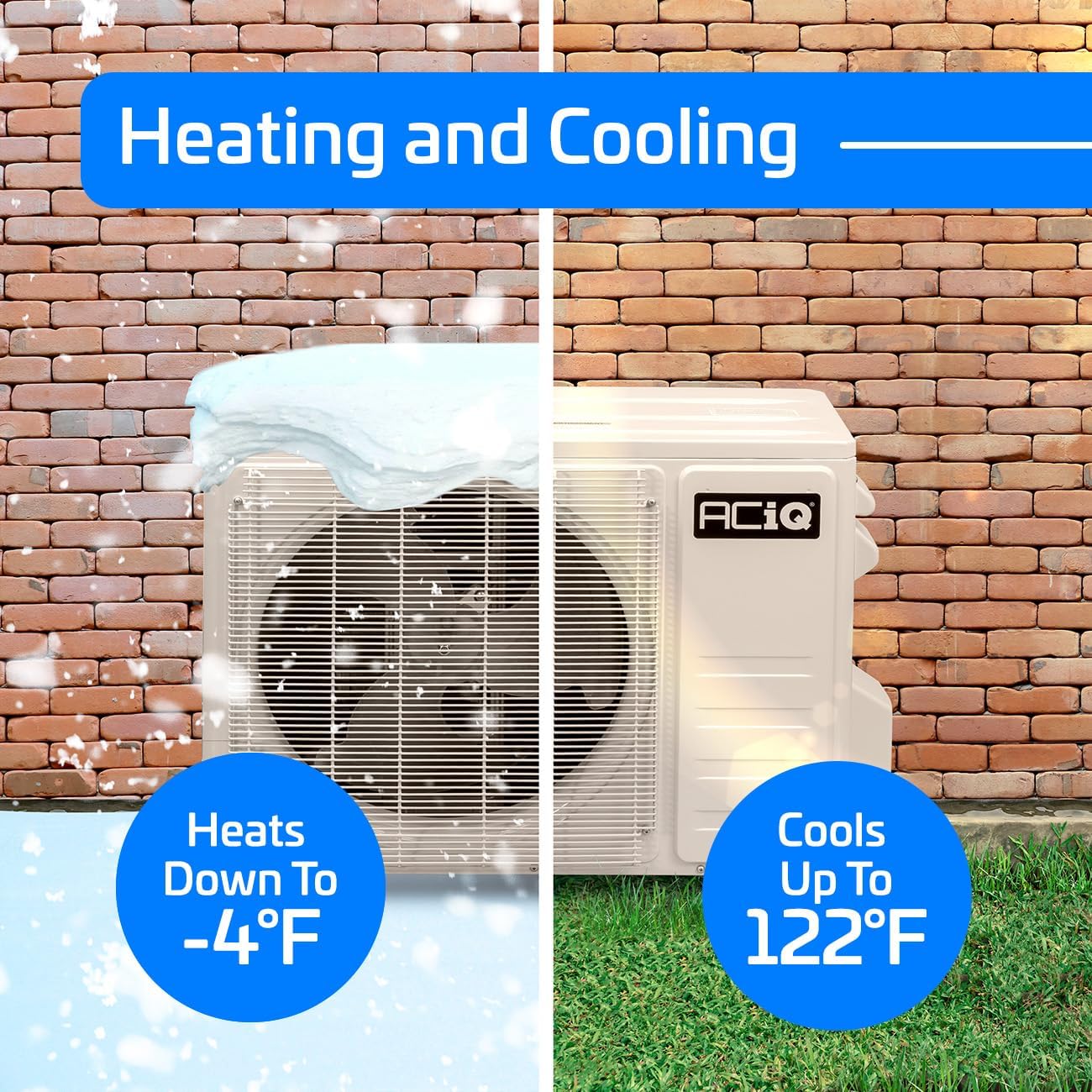 ACiQ 20 SEER2 Essentials 9000 BTU Comfortable Inverter Mini Split AC/Heating System, 0.75 Ton White Wall Mount Ductless Heat Pump AC Unit, with 16ft Installation Kit | WiFi Control, 208/230V, R454B