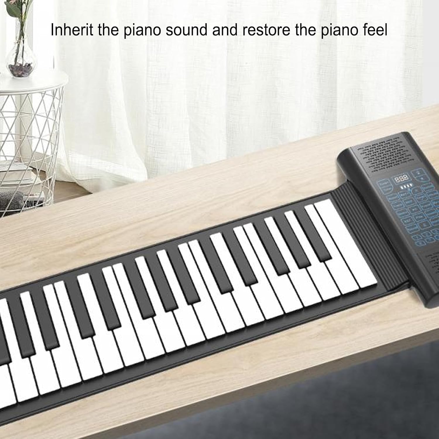 Portable Piano, Foldable Piano Keyboard Foldable Piano Rechargeable LED Display 128 Tones 128 Rhythms MIDI Output Support 14 Demo Songs 88 Keys Electronic Hand Roll Piano