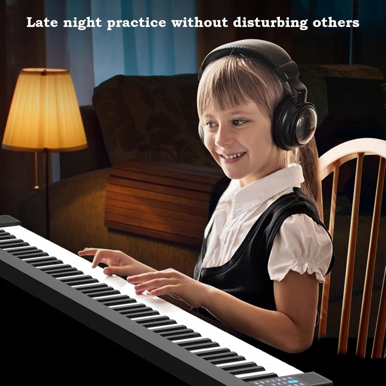 61-Key Full-Size Touch-Sensitive Electric Piano, Portable Travel Keyboard, Bluetooth, MIDI, Rechargeable for Beginners & Teens