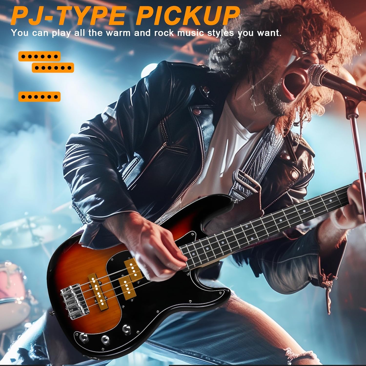 Ktaxon 4 String Bass Guitar, Bass Kit Full Size Guitar Starter Kit with 20W AMP, Portable Gip Bag, Premium Cable, Adjustable Guitar Strap, Picks and Wrench, Gift For Music Lover(Bass Set-Sunset)