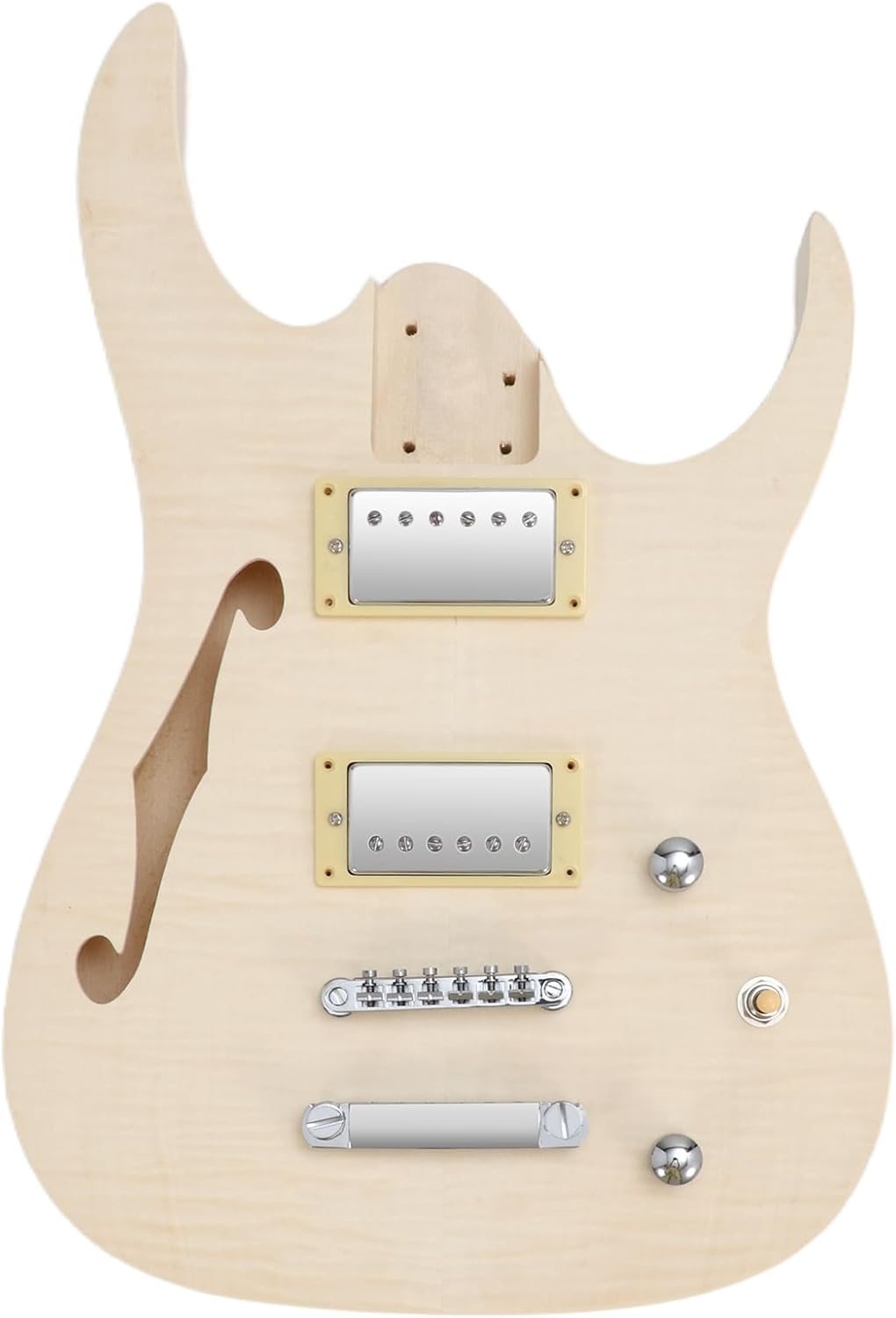 DIY Electric Guitar Kit Beginner Kit 6 String Right Handed with Flamed Maple Veneer Top Basswood Body Hard Maple Neck Rosewood Fingerboard Chrome Hardware Build Your Own Guitar.